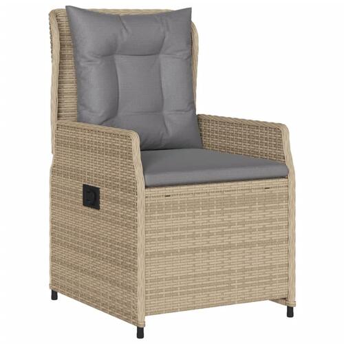 Spisebordssæt til haven 7 dele med hynder polyrattan beige