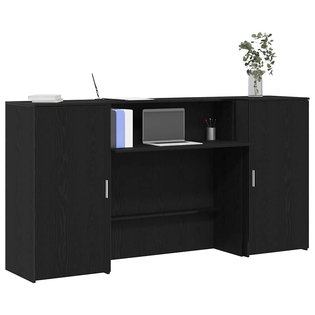 Receptionsskranke med opbevaringsskabe 200 x 50 x 103,5 cm sort-eg billede