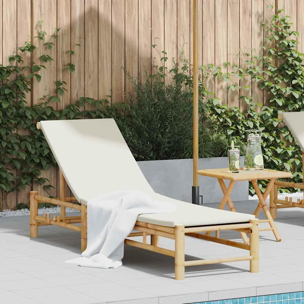 Liggestol med hynder 55x199x30 cm bambus