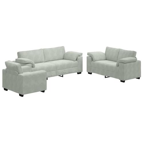 3 personers sofa med hynder velour lysegrå