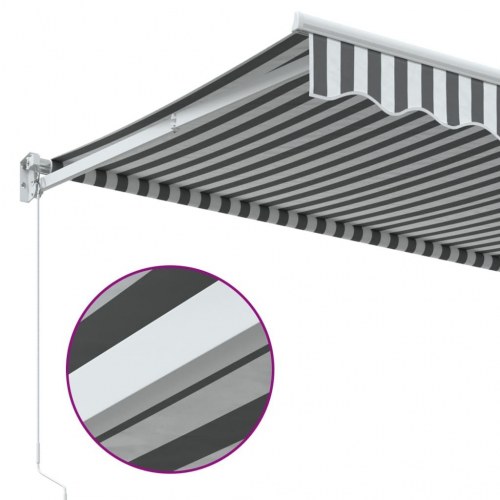 Foldemarkise 5 × 3 m - stof og aluminium, antracitgrå/hvid