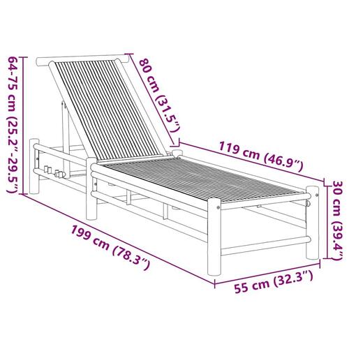 Liggestol 55x199x30 cm bambus