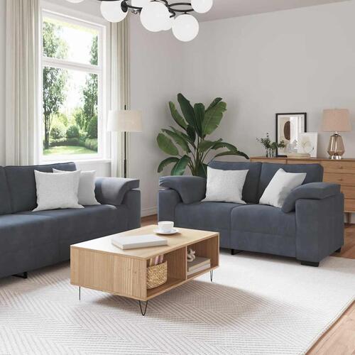 3 personers sofa med hynder velour mørkegrå
