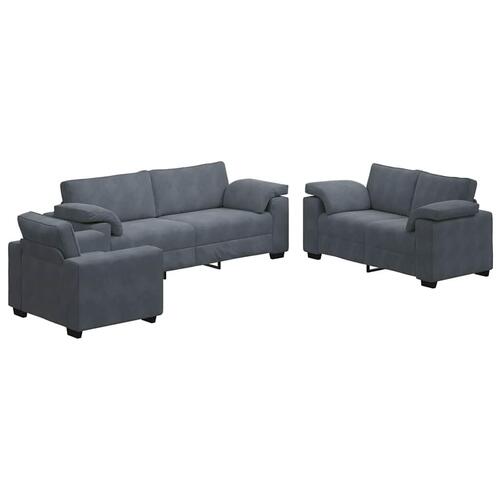 3 personers sofa med hynder velour mørkegrå