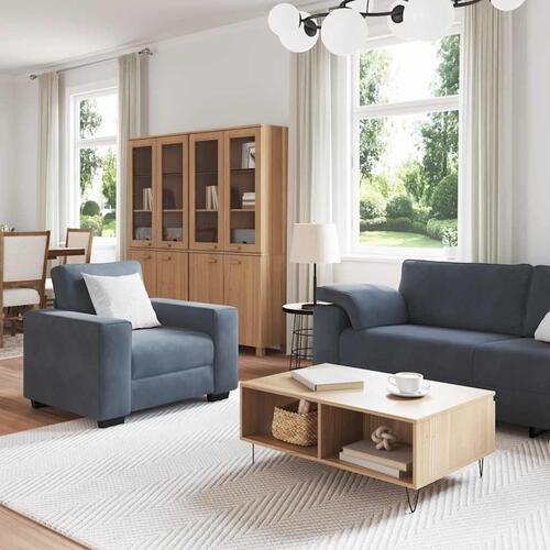 3 personers sofa med hynder velour mørkegrå