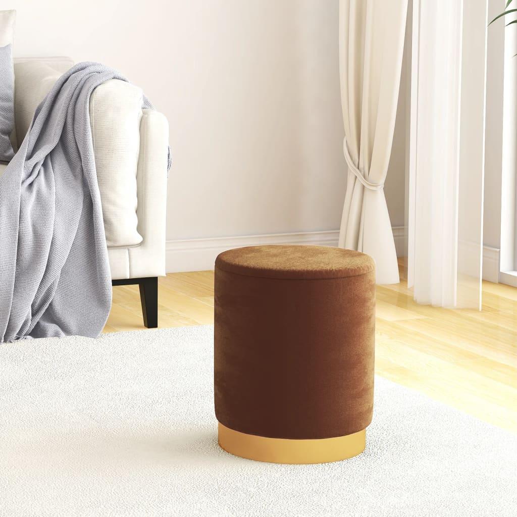 Rund puf fløjl brun