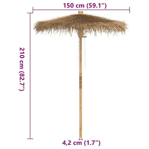 Tiki-paraply med bananbladsbaldakin 150 cm bambus