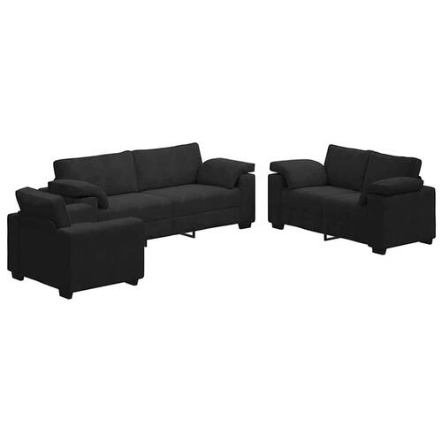 3 personers sofa med hynder velour sort