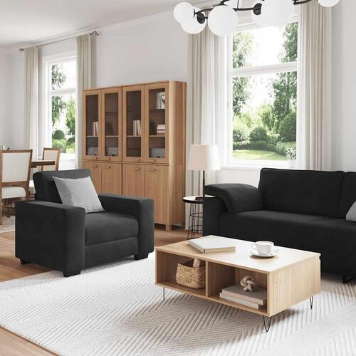 3 personers sofa med hynder velour sort