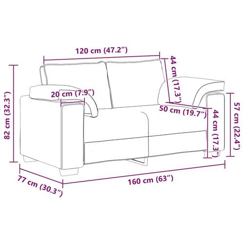Elskovssofa 120 cm fløjl lysegrå