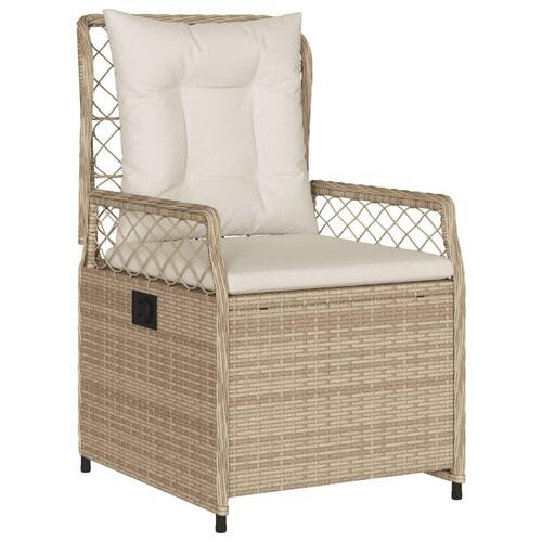Spisebordssæt til haven 7 dele med hynder polyrattan beige