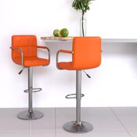 Barstole 2 stk. kunstlæder orange