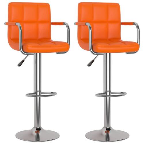 Barstole 2 stk. kunstlæder orange