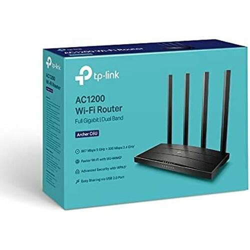 Router TP-Link Archer C6U Sort USB USB 2.0 RJ45 Ethernet LAN Wi-Fi 5 GHz