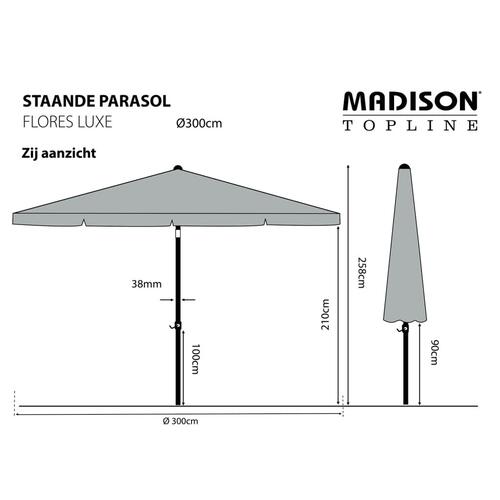 Madison parasol Flores Luxe 300 cm rund ecrufarvet