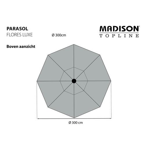 Madison parasol Flores Luxe 300 cm rund ecrufarvet