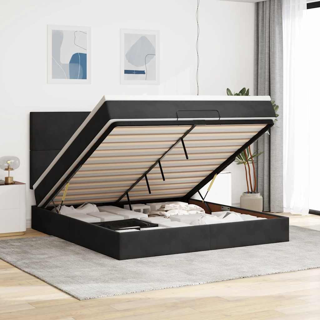 Osmannisk sengeramme med madrasser 160x200 cm fløjl sort billede