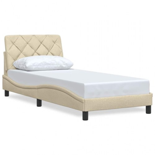 Sengeramme uden madras 90x190 cm stof cremefarvet