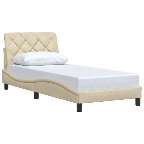 Sengeramme uden madras 90x190 cm stof cremefarvet