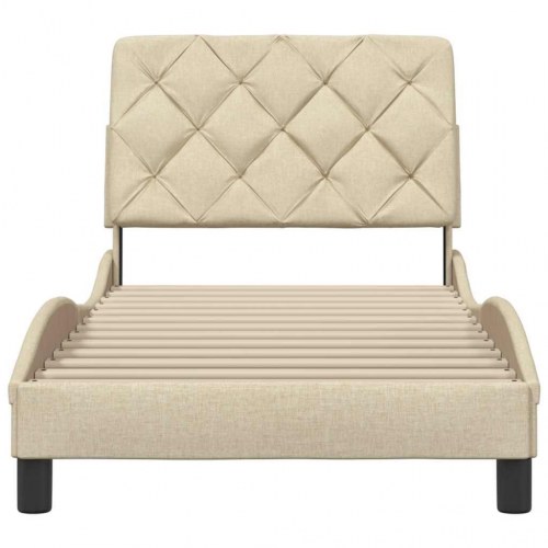 Sengeramme uden madras 90x190 cm stof cremefarvet