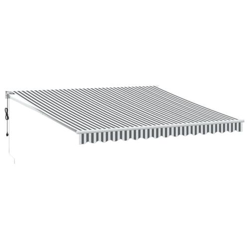 Foldemarkise 4x3 m stof og aluminium antracitgrå og hvid