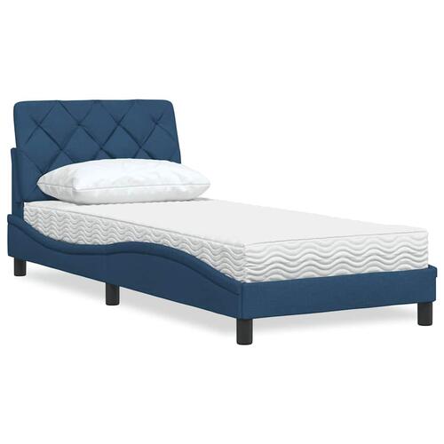 Seng med madras 90x190 cm stof blå