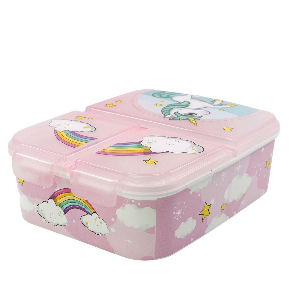 Madkasse med rum til bestik Stor Unicorn Rainbow (6,7 x 16,5 x 19,5 cm)