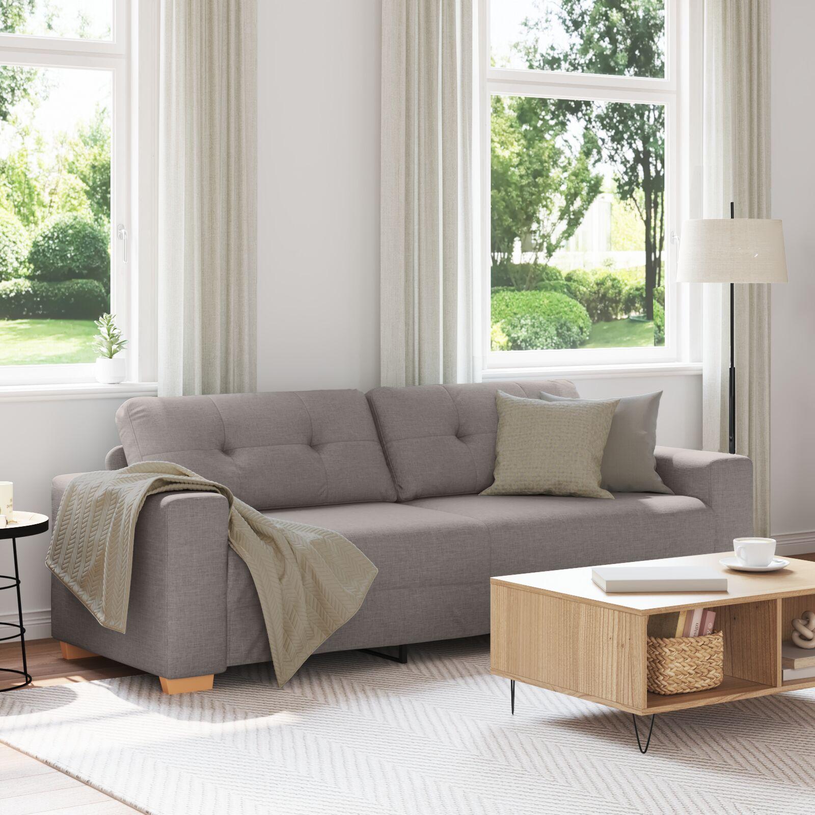 3-personers sofa med pude Gråbrun Stof billede