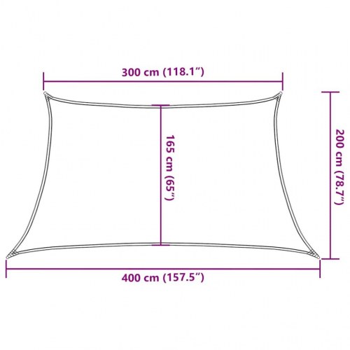 Solsejl i HDPE - trapez 3/4 × 2 m, orange (160 g/m²)