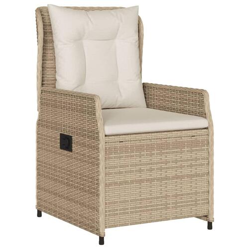 Spisebordssæt til haven 5 dele med hynder polyrattan beige