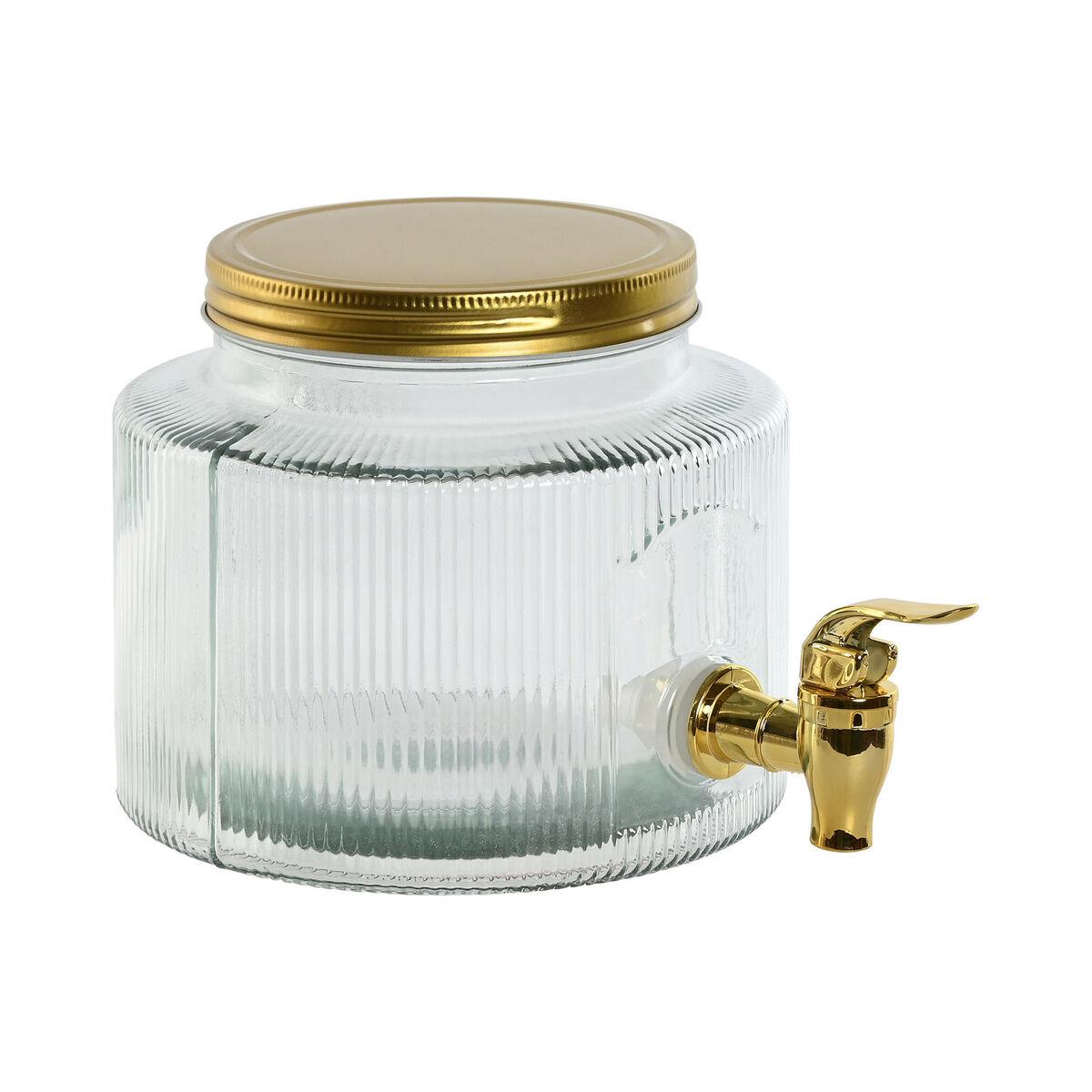 Vandbeholder Home ESPRIT Gylden Metal Krystal 17,8 x 25 x 15 cm
