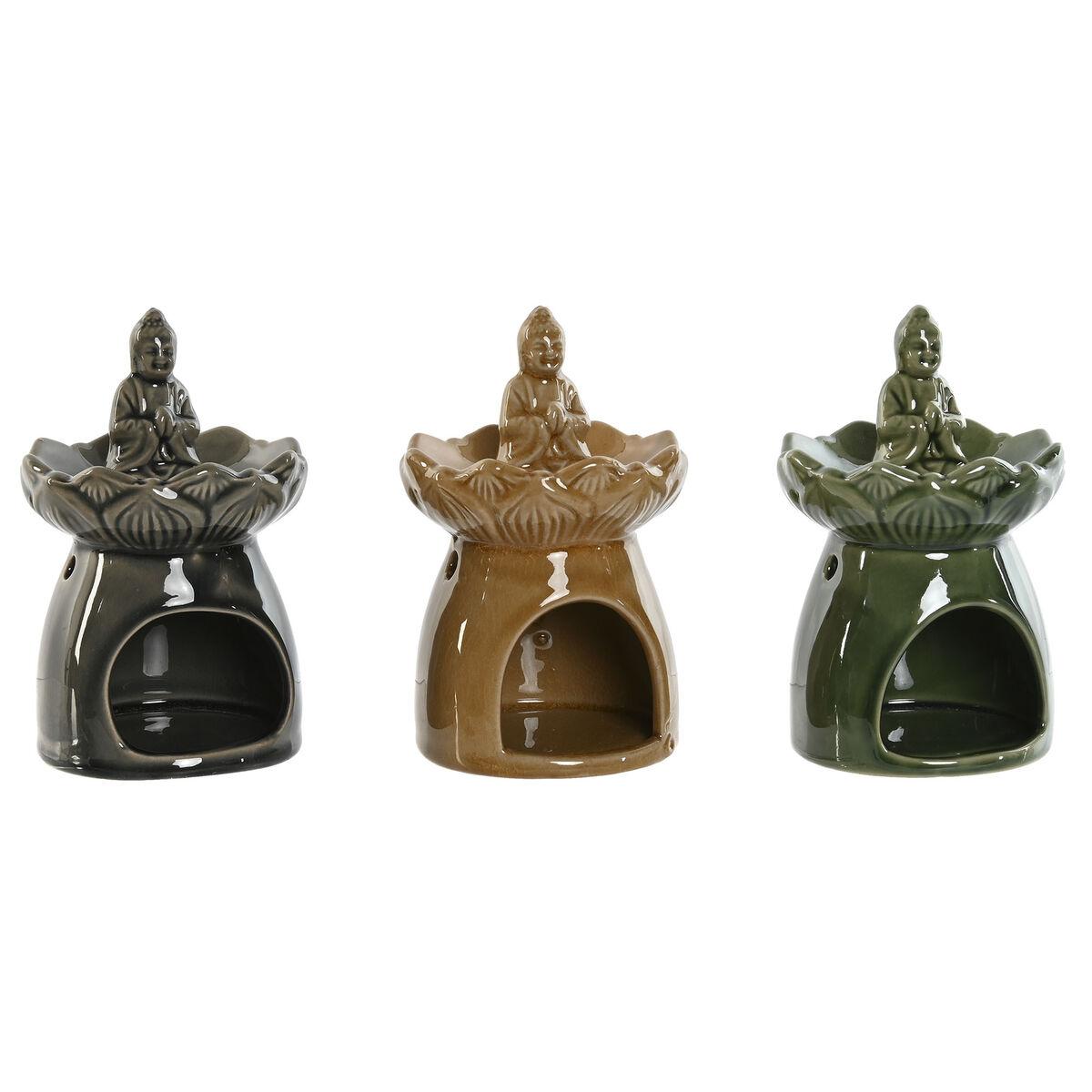 Essensbrænder - sæt af 3, stentøj, 9 × 9 × 14,5 cm (grøn/grå/sennep)