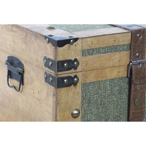 Sæt med kister Home ESPRIT Grøn Træ Lærred Tropisk 81 x 50 x 45 cm (3 enheder)
