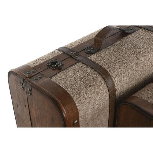 Sæt med kister Home ESPRIT Brun Beige Polyester Træ 60 x 37 x 24 cm