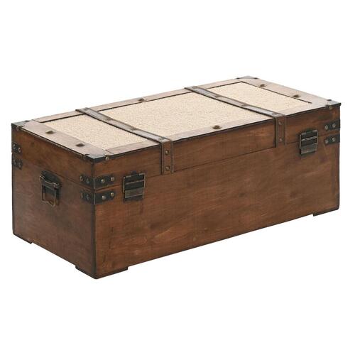 Sæt med kister Home ESPRIT Brun Beige Polyester Træ 80 x 49 x 45 cm (3 enheder)