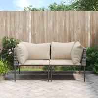 Hjørnemoduler til havesofa 2 stk. med hynder polyrattan grå