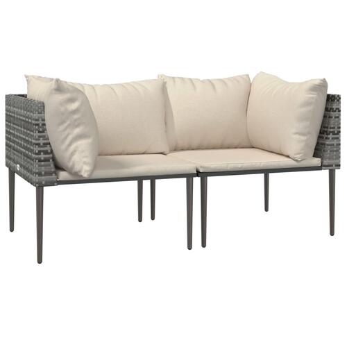 Hjørnemoduler til havesofa 2 stk. med hynder polyrattan grå