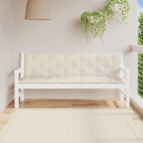 Havebænkhynder 2 dele 180 x 50 x 7 cm - cremefarvet