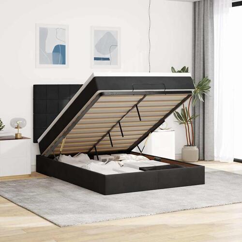 Osmannisk sengeramme med madrasser 140x200 cm fløjl sort