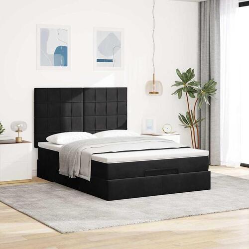 Osmannisk sengeramme med madrasser 140x200 cm fløjl sort
