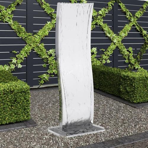 Havespringvand med pumpe 130 cm buet rustfrit stål
