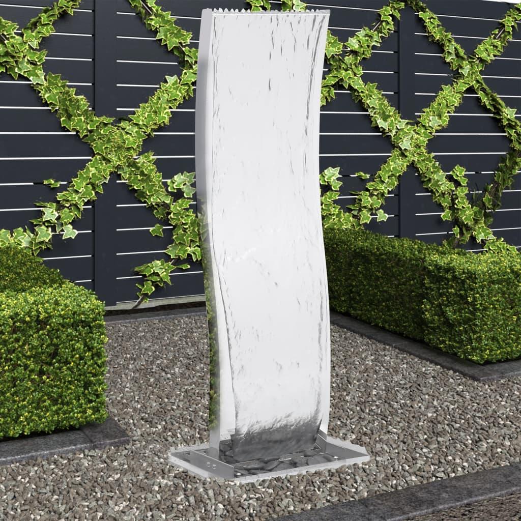 Havespringvand med pumpe 130 cm buet rustfrit stål