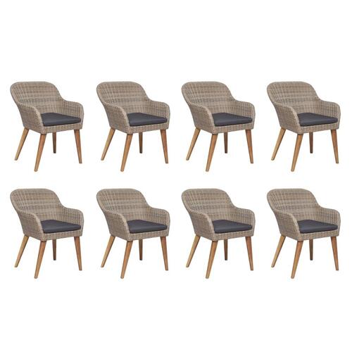 Udendørs spisebordssæt 9 dele med hynder polyrattan