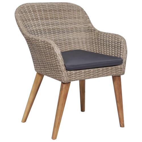Udendørs spisebordssæt 9 dele med hynder polyrattan
