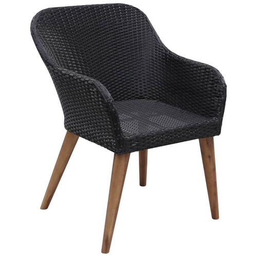 Udendørs spisebordssæt 7 dele med hynder polyrattan sort