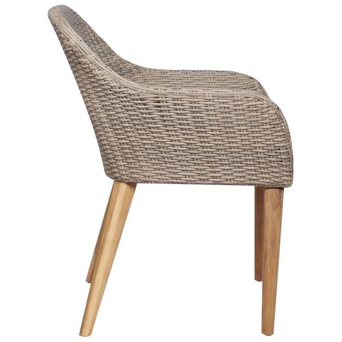 Spisebordssæt til haven 7 dele polyrattan brun