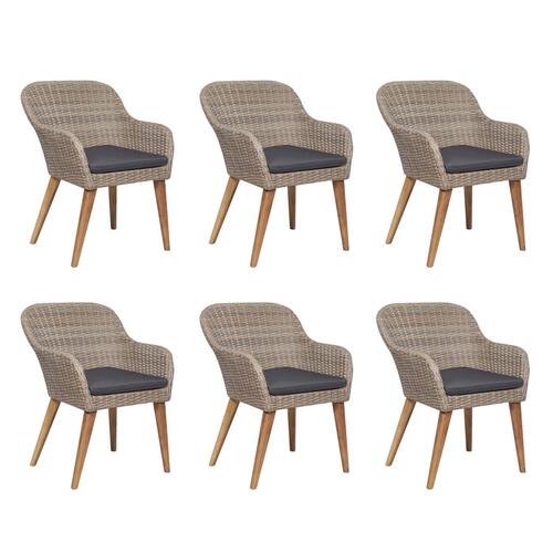 Udendørs spisebordssæt 7 dele med hynder polyrattan