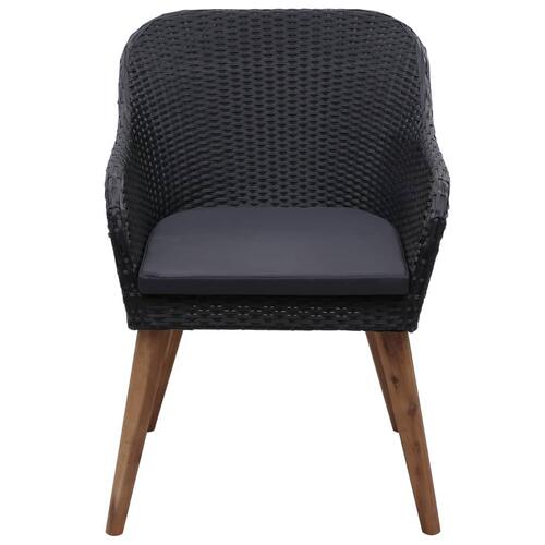 Spisebordssæt til haven 7 dele polyrattan sort