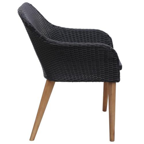 Spisebordssæt til haven 7 dele polyrattan sort