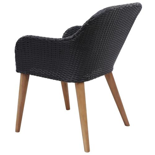 Spisebordssæt til haven 7 dele polyrattan sort